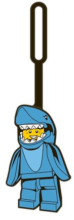 IQ Lego Shark Suit Guy Silikon-Gepäckanhänger für Reisen, Koffer, Rucksack – Hai-Anzug-Typ, ungiftig und geruchlos, mit beschreibbarer Oberfläche auf der Rückseite zur Identifizierung des Ausweises.