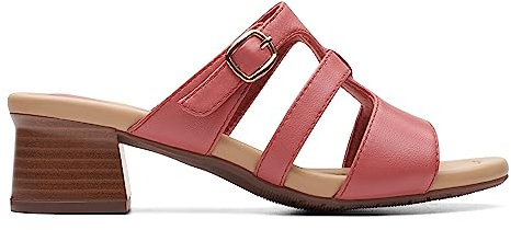 Clarks Femme Desirae Palm Sandale à Talon, Cuir Rose poudré, 42 EU