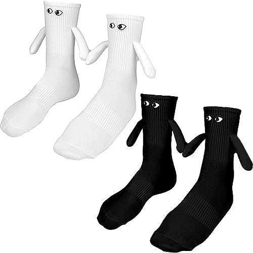 FCSNJH 2 Paar Lustige Magnetische Socken Mit Magnetarmen, Hand In Hand Socken, Magnetsocken, Händchen Halten