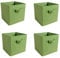 JaHECOME Set of 4 Fabric Storage Boxes Green Foldable Cube Storage Boxes Storage Bins Organizer Basket with Handles for Drawers Shelves in Bedroom, Nursery Office, Playroom (GREEN)