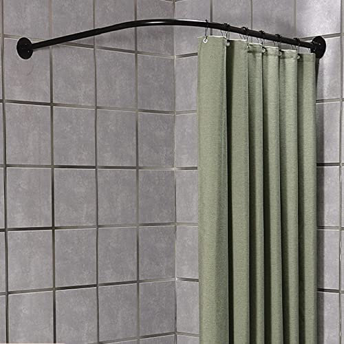 Duschvorhangstange ohne bohren schwarz,duschvorhangstange l form edelstahl,ohne Deckenhalterung Erweiterbar Duschstange Ecke Rostfrei Badewanne Dusche(Size:B 70-95cm x 90-130cm,Color:Schwarz)