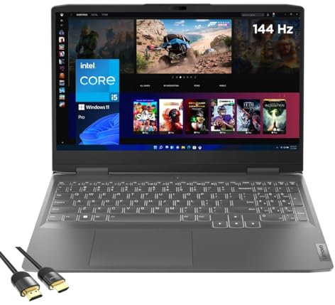 Lenovo LOQ Gaming Laptop, 15.6 FHD 144Hz, Intel 13th Gen 8-Core i5-13420H, GeForce RTX 3050, 16GB DDR5, 1TB PCIe SSD, Backlit KB, WiFi 6, USB-C, RJ45, PDG HDMI Cable, US Version KB, Win 11 Pro