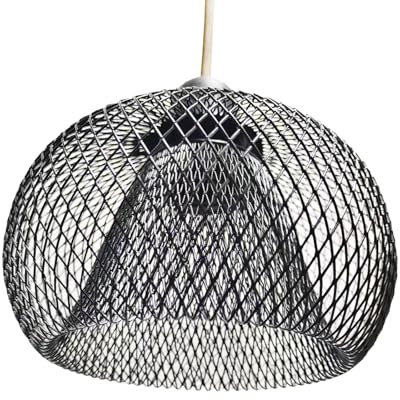 Fenteer Metall-Pendelleuchtenschirme, Käfigschutz, Beleuchtungskörper-Zubehör, hängende Lichtabdeckung, Lampenschirm für die Dekoration von Hotelfluren, Schwarz