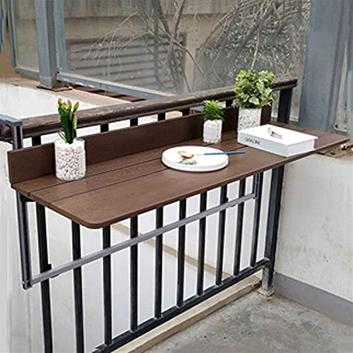 FLYIFE Decktisch Klappbarer Wandtisch Balkongeländer Hängender Decktisch, verstellbare wandmontierte Balkon-Stehtischgeländer für Terrasse, Garten, Außen- und Innenbereich