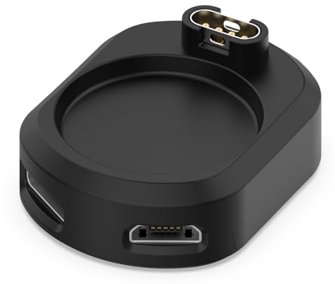 Ladegerät Adapter für Garmin | Typ-C und Micro USB Anschlüsse | Mit Schlüsselringloch | Für Garmin Fenix Fenix 7 7S 7X 6 6S 6X 5 5S 5X Vivoactive Venu Instinct Forerunner Approach Quatix
