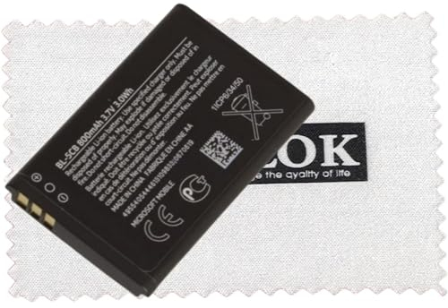 Original Nokia Akku BL-5CB Li-ION für Nokia C1-01/C1-02/X2-05/Nokia 1616/1800/100/101/105/106/109 mit Shlok Reinigungstuch