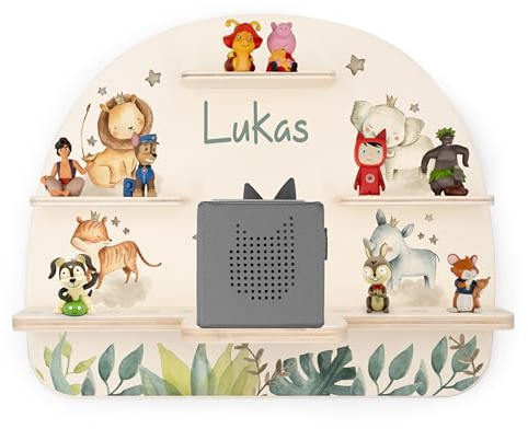 Kidsmood - Personalisiertes Tonie Regal | Wandregal Kinderzimmer für Tonie Box & Hörfiguren mit abgerundeten Ecken & Kanten | Tonie Box Regal mit Magnetplättchen als personalisierte Geschenke Kinder