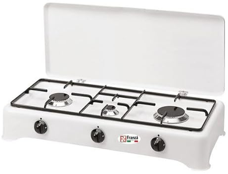 Fornello 3 fuochi a gas Metano smaltato bianco per uso esterno Made in Italy - 5324/GP/MT