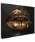 MuchoWow© Leinwand Bilder 80x60 cm Wanddeko Wohnzimmer Aesthetic Room Decor Deko Zimmer Wandbilder Modern Fotogeschenke Frau - Porträt - Lippen - Gold - Schwarz