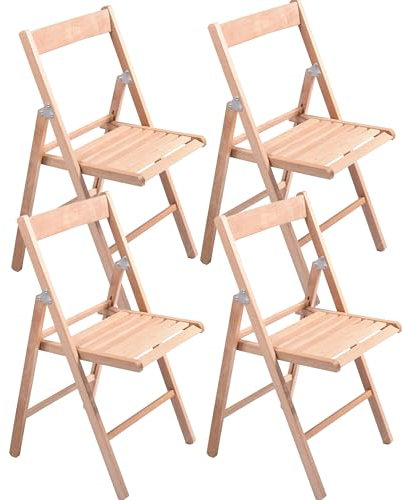 HOUSE COLLECTION, SET DA 4 SEDIE PIEGHEVOLI, SEDIA CLASSICA IN LEGNO, NATURALE, 44x44x80cm (HSC1394x4)