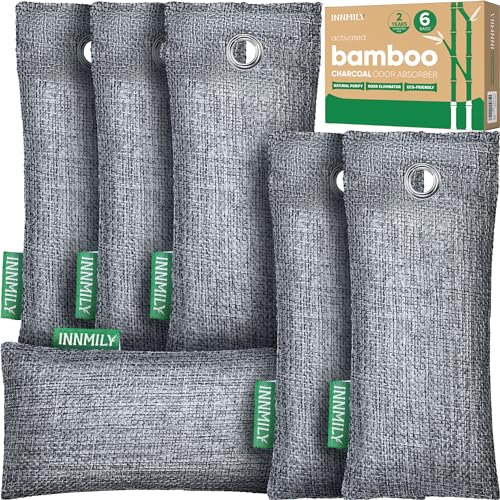 Absorbeur d’odeurs de charbon actif, paquet de 6 éliminateurs d’odeurs de chaussures naturels, sacs de purification d’air au charbon de bambou, désodorisant pour baskets et absorbeurs d’humidité pour