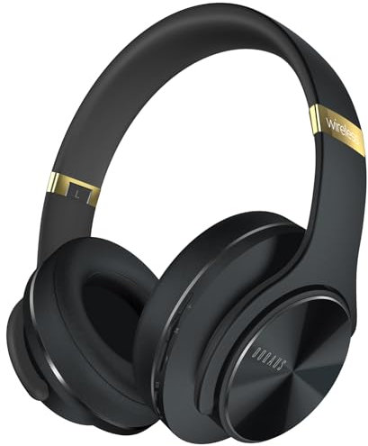 DOQAUS Bluetooth Headphones Over Ear, 90 Hrs Playtime, Bluetooth 5.3 Wireless Headphones, 3 EQ Modes, Foldable Hi-Fi Stereo Bass Headphones Wireless, Soft Earpads, Built-in Mic, for Phone PC Travel