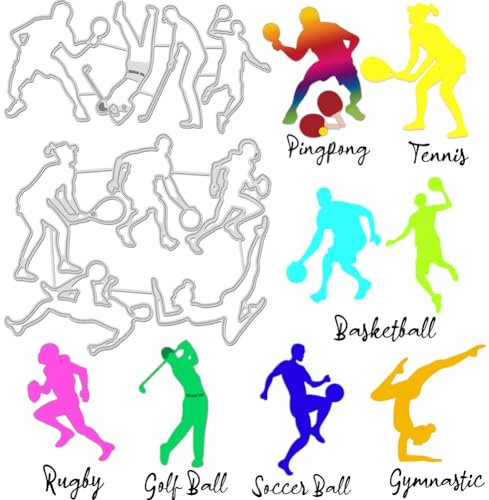 BENECREAT 2 Stück Sport-Stanzformen, Fußball-Basketball-Schablonen, Tennis- Und Golf-Schablonen, Dekorative Prägeschablonen Für Scrapbooking, Fotoalbum, Grußkartenherstellung, 0.8 mm Dick