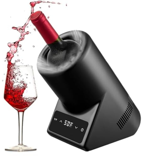 Enfriador de vino portátil de una sola botella, enfriador de vino eléctrico for vino tinto y blanco de 750 ml, bodegas de vino sin hielo de acero inoxidable, mantiene el frío hasta 24 horas for fiesta