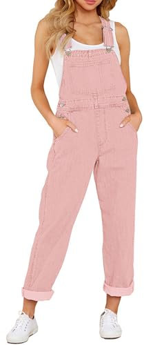 Vetinee Salopette da donna Jeans Baggy Jumpsuit Oversize Tuta con Tasche, Colore: rosa., XL