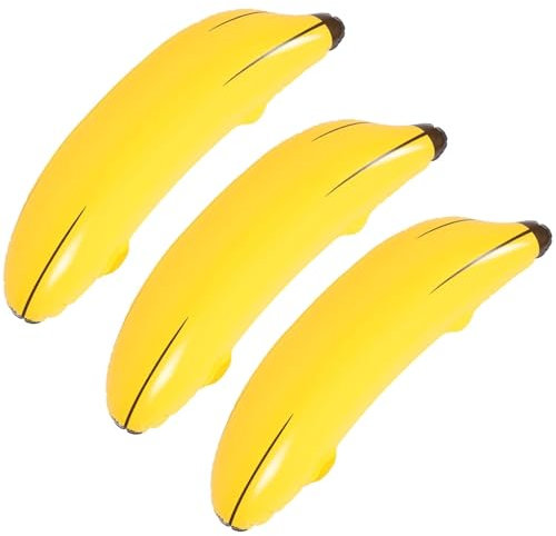 DazzJoy Hawaii Deko Aufblasbare Bananen Ballons, 3 Stück Aufblasbar Banane Luftballons Geburtstag, Aufblasbarer Bananen Spielzeug für Hawaii Party Deko, Junggesellenabschied, Kindergeburtstag Deko
