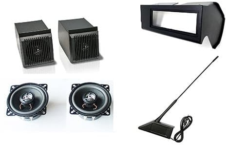 Generico Casse Altoparlanti 100W. per Autoradio BOX Portacasse Nero con Antenna Mascherina Stereo Specifiche COMPATIBILI con Panda modello 141 prodotte dal 1986 al 2003 - GM2040-2072N - A5.01-10.022N