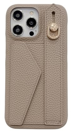 AKABEILA Compatible with iPhone 13 Pro Wallet Case Slim PU Leather Shockproof with Card Holder Clasp Hand Strap Stand 6.1 Inch Grey