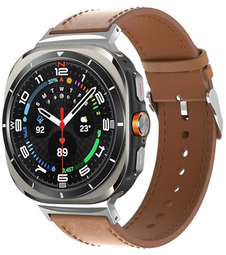 TOPsic Cuero Correas para Samsung Galaxy Watch Ultra 47mm, Correa de Cuero Auténtico de Estilo Clásico Business Casual Correa para Galaxy Watch Ultra 47mm Hombre y Mujer
