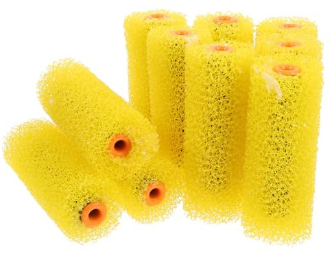 Angoily 10pcs 4 Inch Textured Paint Roller Covers Set, Medium Sponge Texture Rollers for Walls and Ceilings, Refillable Drywall Painting Tool for Home and Office Decoration