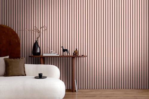 A.S. Création Vliestapete mit Wandpaneelmotiv 0,53 x 10,05 m – Rosa Schwarz – Tapete in Holzoptik Made in Germany – 786281