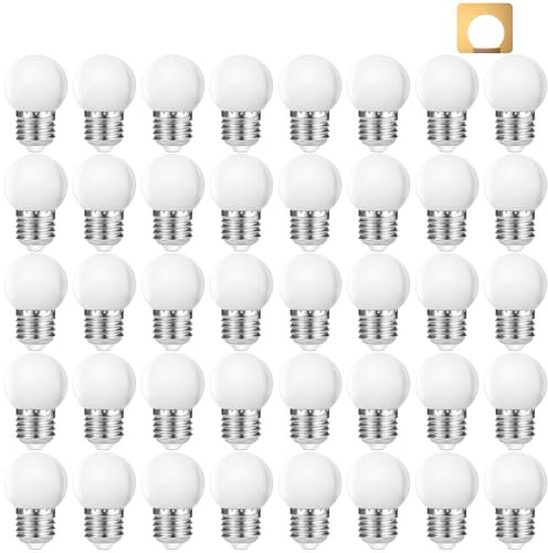 Suncan 40 Stück E27 LED Warmweiss 1W, G45 klein Birnen, 1W LED Globe Lampe Ersetzt 5 Watt Glühbirne, 2700K,für Wasserdichte Lichterkette Urlaub Party Dekoration