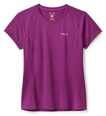 Rab Women’s Sonic Tee - Lightweight Breathable Short-Sleeve T-Shirt for Trail Running & Trekking - Plum - 16