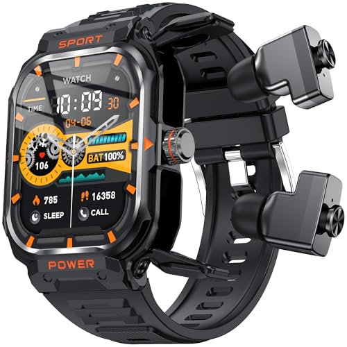 UYRGT Smart Watch with Headphones,iOS and Android Phones,2 inch Full Touch Screen,Fitness Tracker,Answer/Make Call,Voice Recording,Sleep Monitor,Music Player,for Men and Women