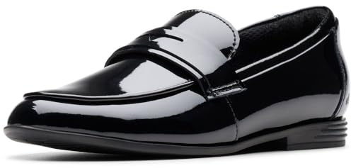 Clarks Finja Bright Older Patent Shoes in Black Patent Size 5