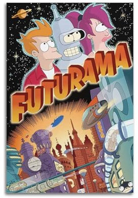 LERIAENHD Futurama-Poster, Wandkunst, Leinwand, Vintage-Poster, dekoratives Gemälde für Wohnzimmer, Schlafzimmer, elegantes ästhetisches Poster, 30 x 45 cm, ungerahmter Stil