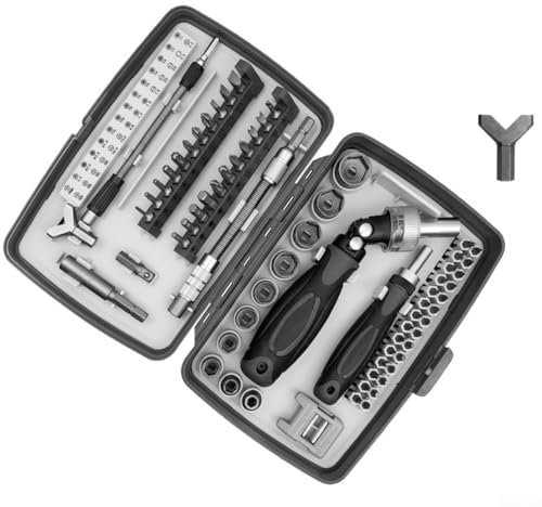 Besttoolifes Jeu de tournevis à cliquet multi-angle 68 en 1 pour voiture, vélo et réparations électroniques (Noir)
