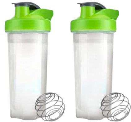DPM Shaker Bottles, 700ml Protien Shaker Bottle with Mixer Ball for Supplement Shakes, Leakproof Screw On Lid & Secure Drinking Flap Cap, BPA Free Large Sport Gym Blender Bottle-Pack of 2