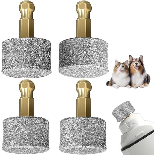 4PCS Dog Nail Grinder Replacement Heads for Casfuy N10, N20, N30, Diamond Tip Dog Claw Grinder, Pet Claw Grinding Heads 60, 80, 100 Mesh for Small, Medium and Large Dogs Cats