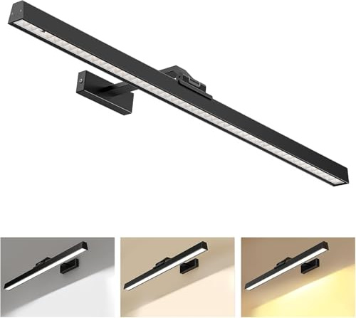 AIBOO Kabellose Bilderleuchte LED Aufladbare Bild Licht mit Fernbedienung Batteriebetrieben,60CM Bildbeleuchtung Kabellos Akku Wandleuchte Innen,Bilderlampe Dart Beleuchtung Dimmable