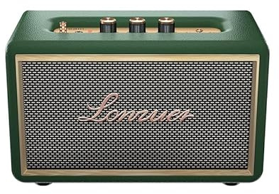 Lonzuer Enceinte Bluetooth rétro en Bois, Portable sans Fil 10 000 mAh, avec stéréo TWS, entrée AUX/SD, pour la Maison, l'extérieur et Les Voyages(Vert)