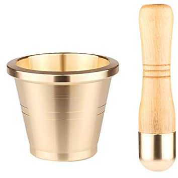GLigeT Mörser mit Stößel Traditionelles Mörser- und Stößel-Set aus Messing, Gewürz- und Kräutermühle, 1 Stück, Gold(Klein)