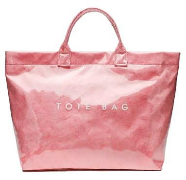 Ausing Sac Cabas Femme Imperméable Léger Tote Bag Femme Chic Grande Capacité Résistant Sac à Main Grand Modèle avec Poche Intérieure Zip Travail Courses Voyage Rose