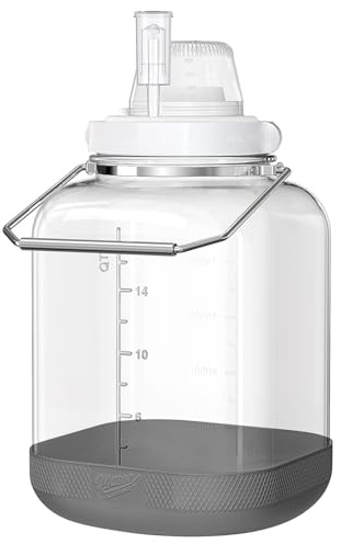 5 Gallon Large Fermentation Jars, Pickle Jar, Wide Mouth Airtight Glass Jar with Scale Mark, Glass Water Jug with Stainless Handles for Pickling, Brewing, Dry Storage
