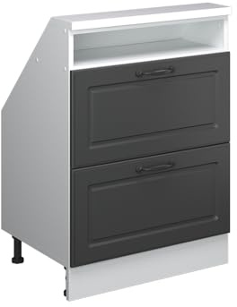 Vicco Dachschrägenschrank Rion, Anthrazit Landhaus/Weiß | B60 x T46 cm, mit 2 Schubladen, platzsparend für Dachschrägen