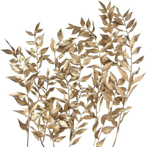 Dried Flowers, Dried Ruscus, Dry Dried Flowers Crafts for Diy Arts Resin Scrapbooking Jewelry Making Floral Decorations Cupcake Decorating (Gold)