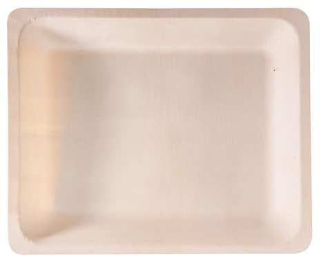 Biovely - [21,5x26,5cm - 50 pezzi] Piatti RETTANGOLARI LEGNO biodegradabili compostabili ecologici - usa e getta, resistenti e riciclabili, ideali per feste, catering, eventi