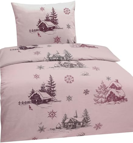 JACK Biber Bettwäsche 2 TLG. 135x200cm Winter Dream Rosa