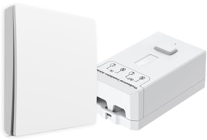 ENER-J - Interruptor cinético inalámbrico de 1 banda y receptor regulable WiFi de 150 W | Sin batería, sin cableado | Interruptor inteligente autoalimentado | IP65 impermeable | Funciona con Alexa