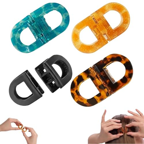 Blumen Haarklammer 4er-Set – Anti-Rutsch Haarclips & Clip für Damen und Mädchen, einfache Alltagsfrisuren, Intelligente magnetische Haarklammern im Stil von DAFNI KLIX (A2)