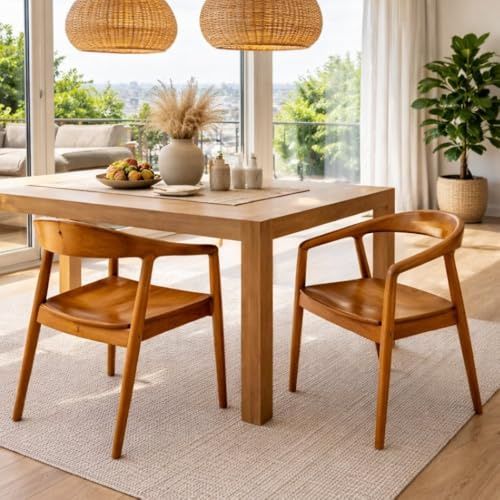 LEBENSwohnART Design 2er Set NEAPEL Teakstuhl Natural Massivholz Esszimmer Stühle ergonomisch