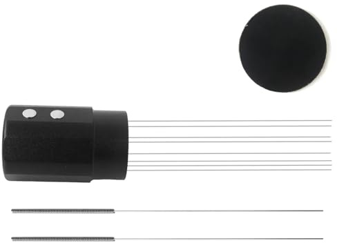 XSPANDER Magnetic Espresso Distributor Tool(8 Needles), Universal Coffee Stirrer Distribution Accessories with 10 Stainless Steel Replaceable Needles, Hanging on Coffee Machine(Black)