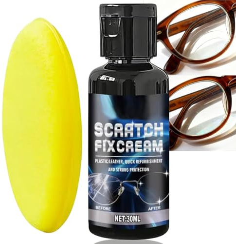Glasses Repair Kit & Glass Scratch Remover,Eyeglasses Scratch Repair Cream,Fast-Acting Scratch Remover Paste & Polishing Kit for Glasses,Phone Screens,Sunglasses,Scratch Remover For Lenses With Sponge