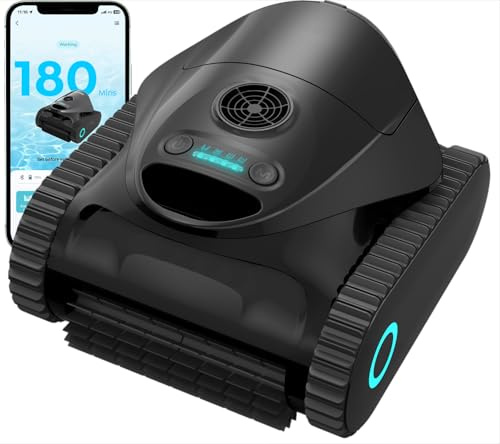 BRINBO 2026 C1 Robot Piscina Limpiafondos y Paredes, Autonomía 180 min, 3 Motores, Succión Potente, Control por App,Doble Filtración, Robot Limpiafondos Piscina Inalámbrico 150㎡,Negro