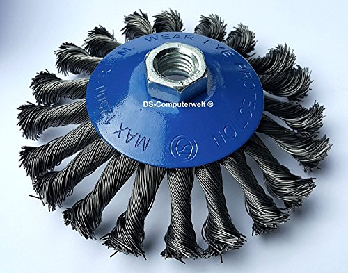 8 cepillos cónicos de 125 mm de diámetro – Cepillo de lijado trenzado – M14 x 2 cepillos de alambre, cepillo cónico / cepillo de alambre