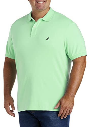 Nautica Men's Classic Fit Short Sleeve Solid Soft Cotton Polo Shirt, Ash Green, 2X